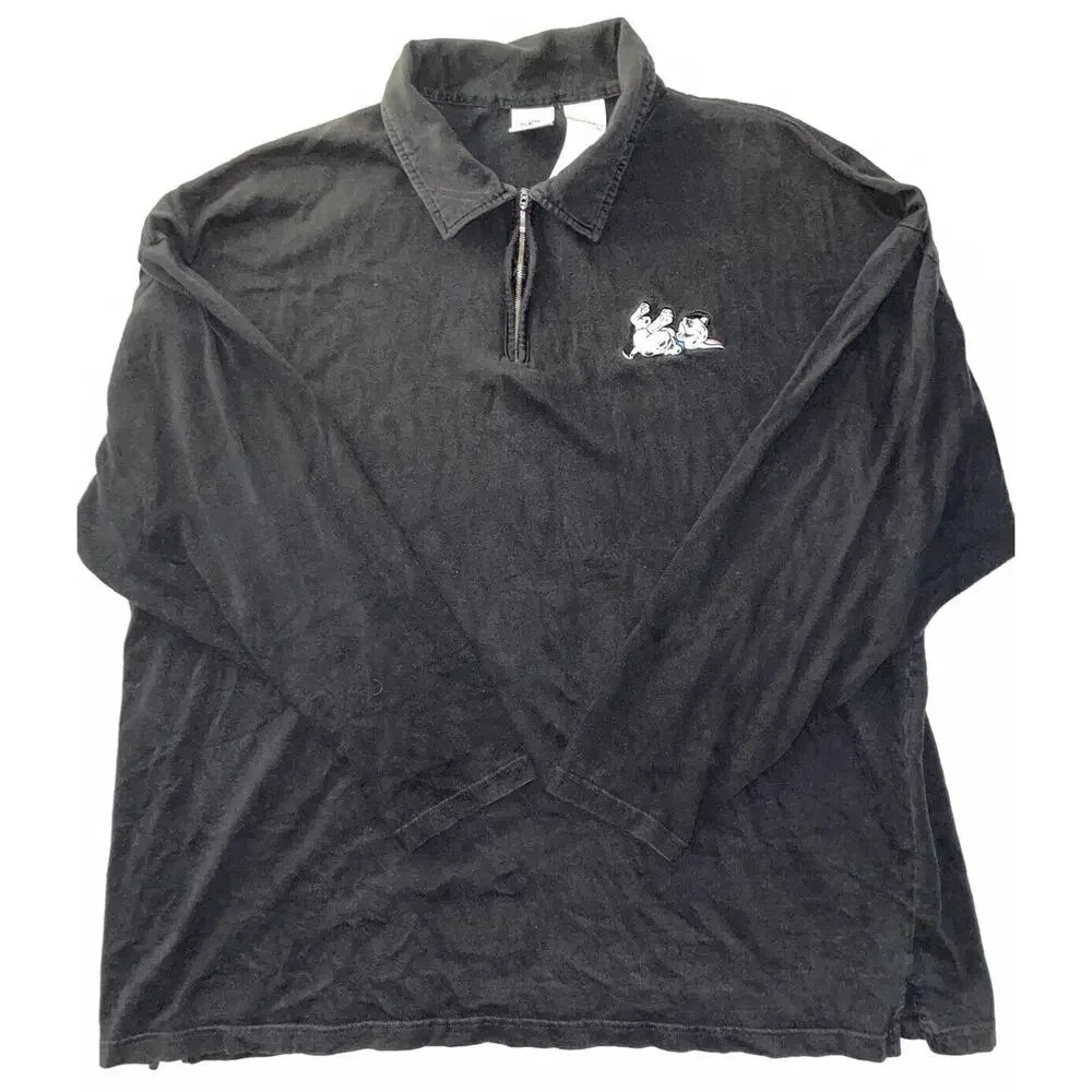 Vintage 101 Dalmatians Sweatshirt Adult 2XL Black Embroidered Disney Zip RARE‎